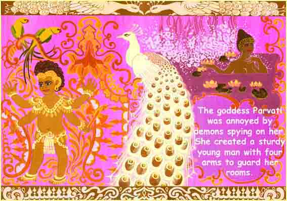 Ganesha guards Parvati