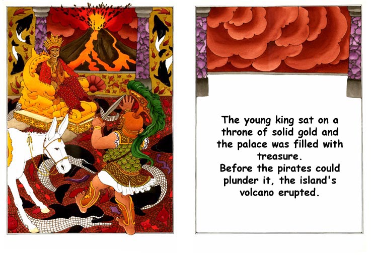 The volcano erupts